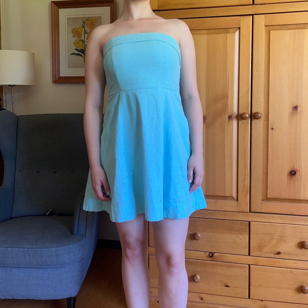 Abercrombie and Fitch Blue Linen-blend Mini Dress